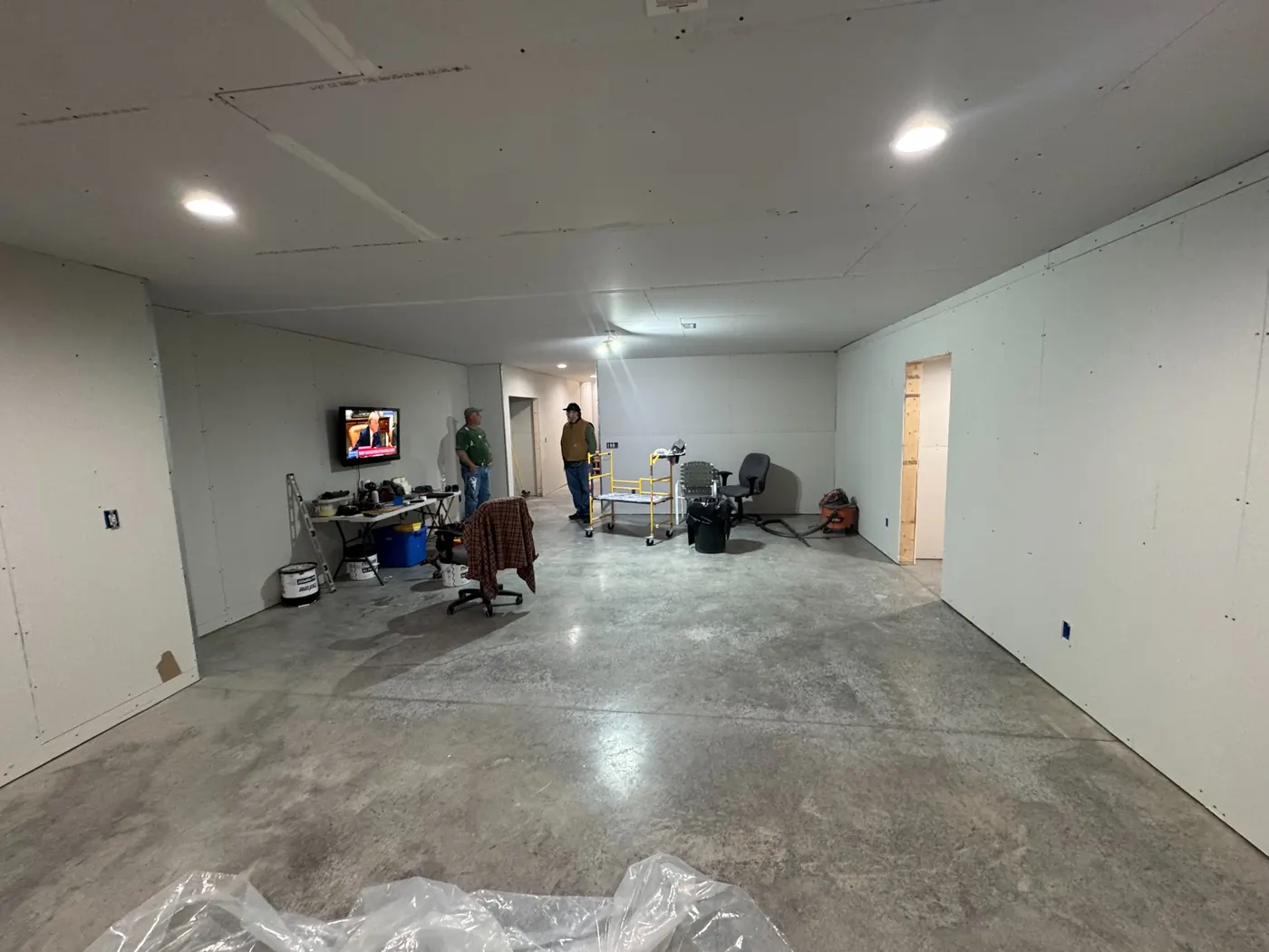 Opposite view of the same Frontline commercial build-out during drywall installation